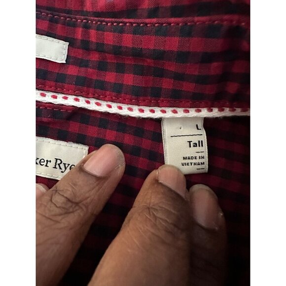 Hawker Rye Red Checkered Button-Up Long-Sleeve Shirt Regular Fit 100%Cotton NWOT - Picture 9 of 11